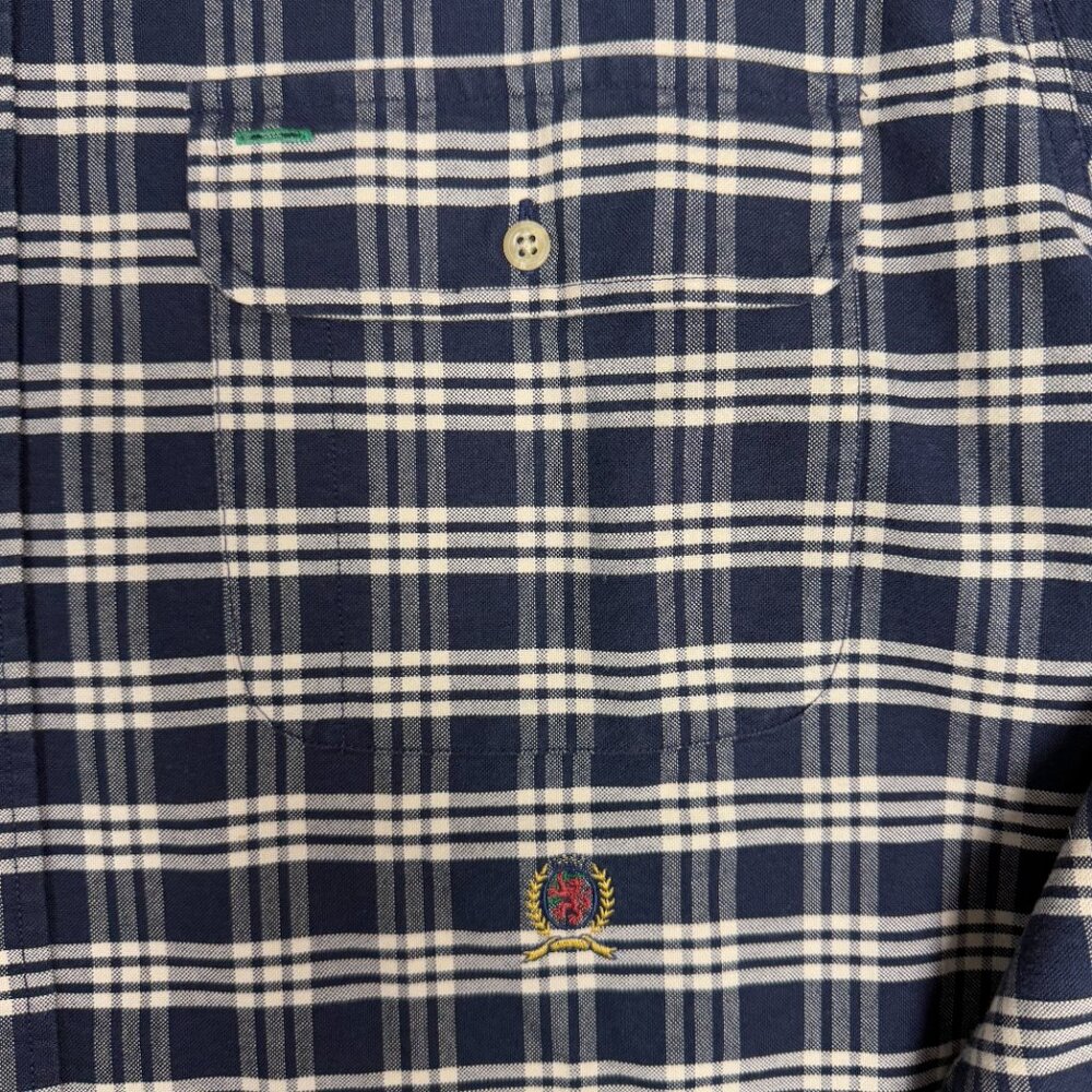 VTG Men's TOMMY HILFIGER Oversized Plaid Oxford Long Sleeve Shirt | Size M - Picture 5 of 11